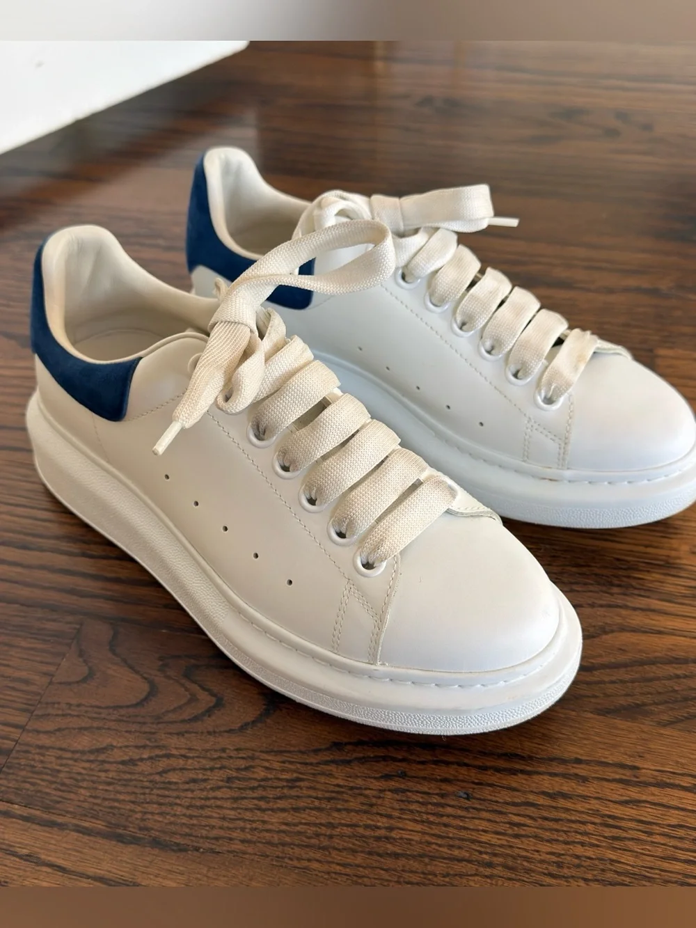 Alexander McQueen Oversized Sneakers White Paris Blue Suede Size 39 Luxury